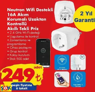 NEUTRON WİFİ DESTEKLİ 16A AKIM KORUMALI UZAKTAN KONTROLLÜ AKILLI TEKLİ PRİZ NEUTRON WİFİ DESTEKLİ 16A AKIM KORUMALI UZAKTAN KONTROLLÜ AKILLI TEKLİ PRİZ